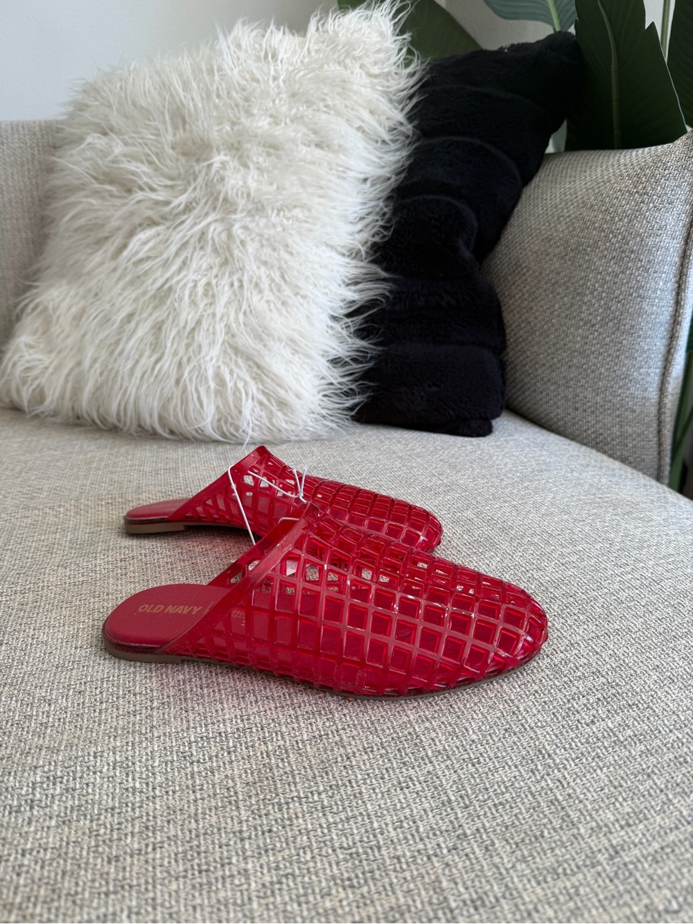 NWT Red Jelly Mule Flats